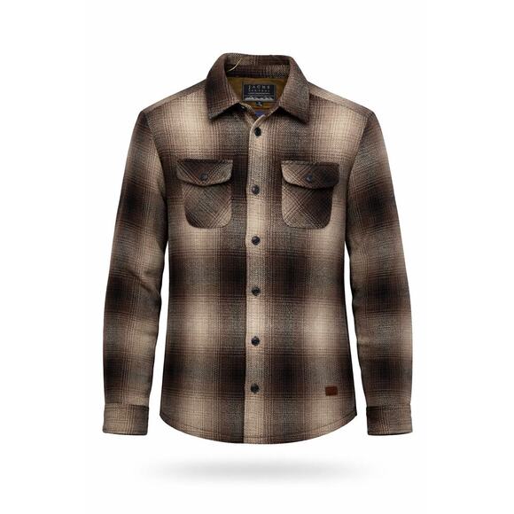 JACHS Other - JACHS NY Plaid Wool‎ Blend Shacket Men M Brown Tan Shirt Jacket Side Pockets EUC